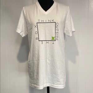 Crazed Frenchie Tee Shirt V-Neck Cotton Streetwear White Green Graphic Medium